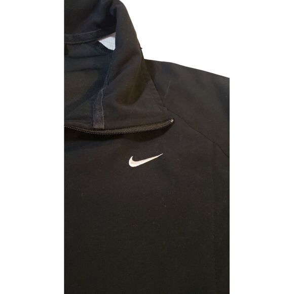 Vintage Nike Women's Black Windbreaker Running White Swoosh Full Zip Jacket Sz M - Picture 8 of 16
